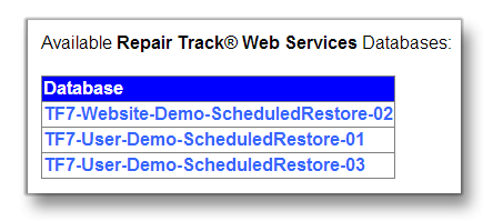 Repair Tracker Database Selection
